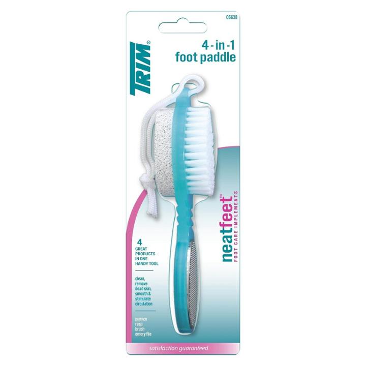 Trim 4-in-1 Foot Paddle With Pumice, Rasp, Brush & Emery File