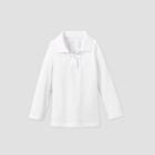 Toddler Girls' Adaptive Long Sleeve Polo Shirt - Cat & Jack White