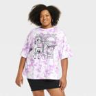 Nickelodeon Women's Plus Size Spongebob Oversized Short Sleeve Graphic T-shirt - Purple Tie-dye