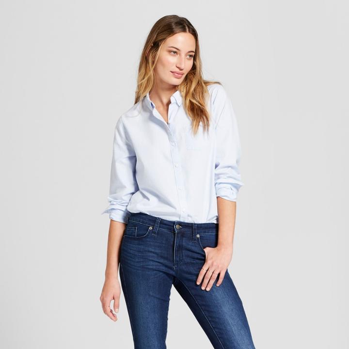 Women's Long Sleeve Camden Button-down Shirt - Universal Thread Blue