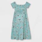 Short Sleeve Smocked Maternity Dress - Isabel Maternity By Ingrid & Isabel Turquoise Floral Print