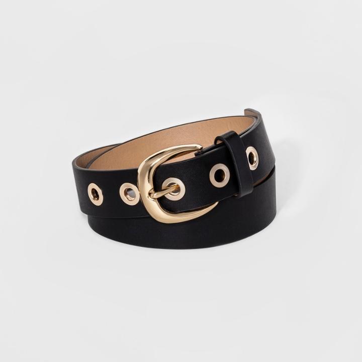 Women's Belt With Gold Grommets - A New Day Black