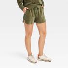 Women's Mid-rise Velour Shorts 3 - Joylab Olive Green