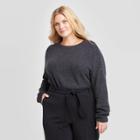 Women's Plus Size Long Sleeve Crewneck Directional Pullover Sweater - Ava & Viv Gray X, Women's