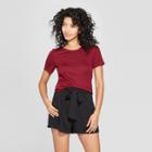 Women's Short Sleeve Crew Neck T-shirt - A New Day Burgundy (red)