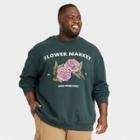 Men's Big & Tall Relaxed Fit Crew Neck Pullover Sweatshirt - Goodfellow & Co Dark Green/floral Print