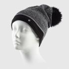 Women's Texture Knit Beanie With Reflective Stripe And Faux Fur Pom - C9 Champion Black, Size: Small, Black Gray