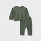 Grayson Collective Baby Quilted Pullover With Pants Set - Green Newborn