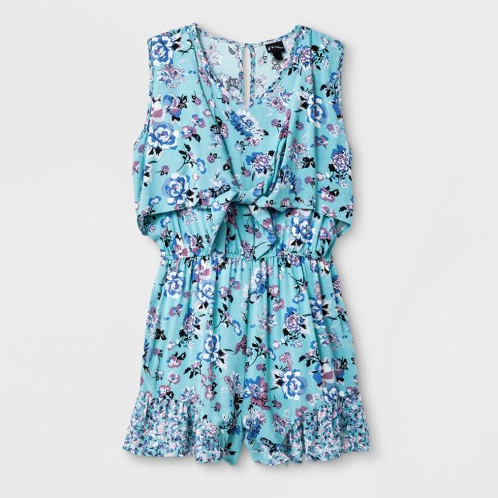 Girls' Tie Front Romper - Art Class Blue