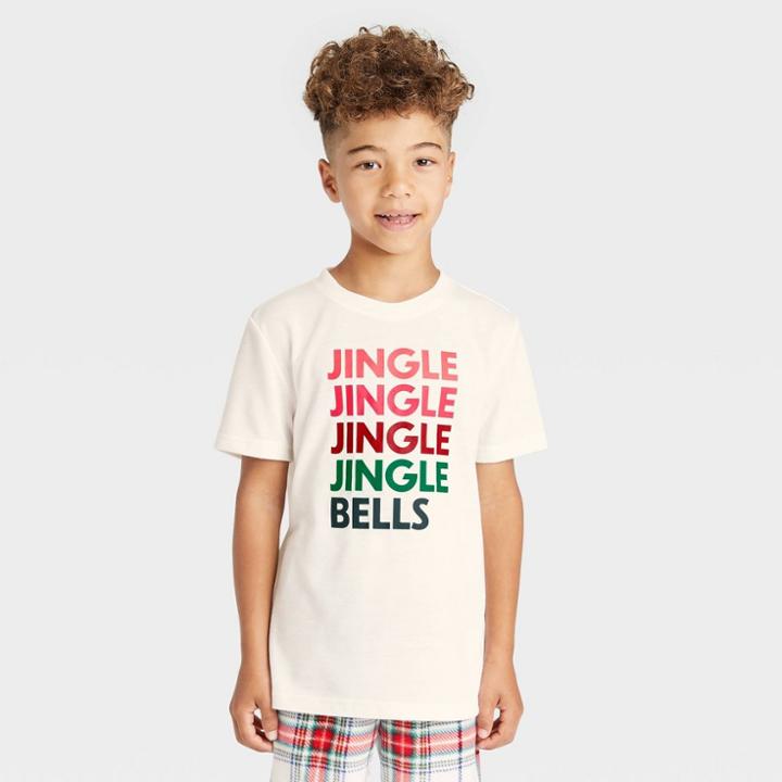 Kids' Holiday 'jingle Bells' Matching Family Pajama T-shirt - Wondershop White