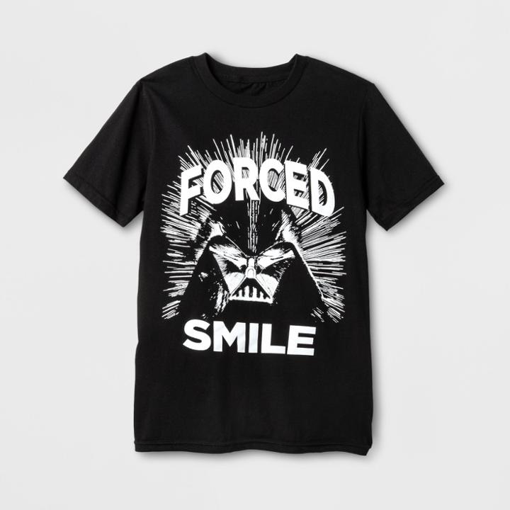 Boys' Star Wars Vader Forced Smile Short Sleeve T-shirt - Black
