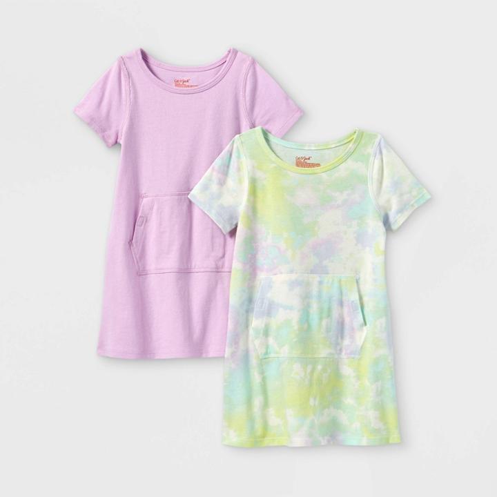 Toddler Girls' Adaptive Abdominal Access 2pk Knit Short Sleeve Dress - Cat & Jack Light Purple
