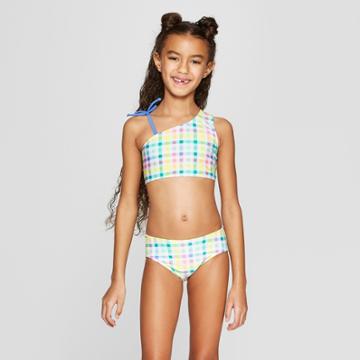 Girls' 3pc Sweet Plaid Rash Guard Set - Cat & Jack Blue