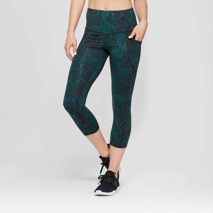 Women's Embrace High Waist Snake Print Capri Leggings - C9 Champion Night Garden Green