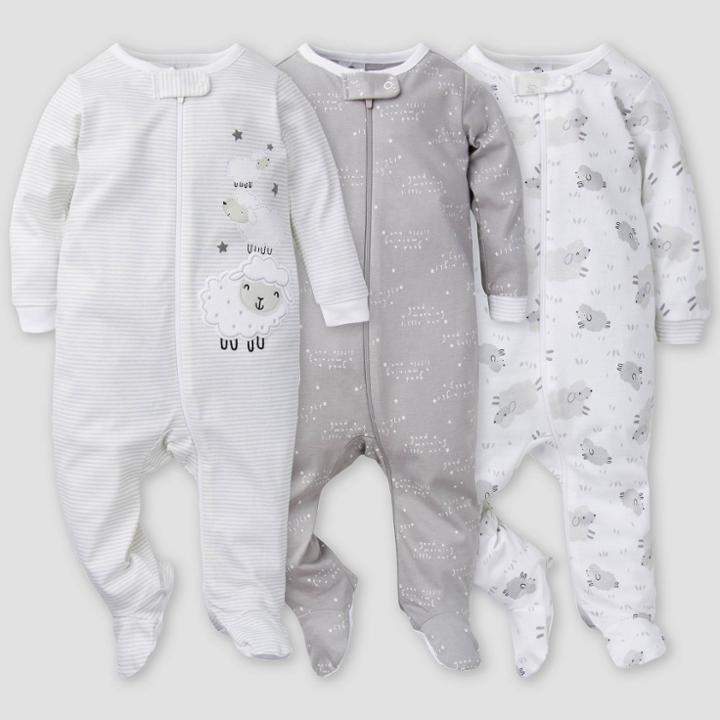 Gerber Baby 3pk Lamb Sleep N' Play - White/gray