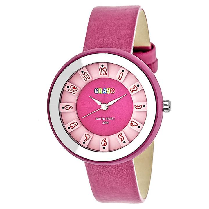 Crayo Celebration Women's Leatherette Strap Watch - Pink