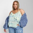 Women's Plus Size V-neck Ruffle Front Satin Cami Top - Wild Fable Teal Blush 1x, Women's, Size: