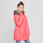 Girls' Long Solid Puffer Jacket - Cat & Jack Coral