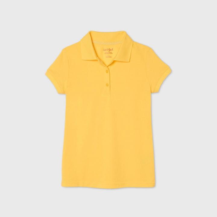 Petitegirls' Short Sleeve Stretch Pique Uniform Polo Shirt - Cat & Jack Yellow