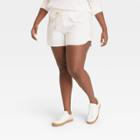 Women's Plus Size Mid-rise French Terry Pull-on Shorts - Universal Thread White