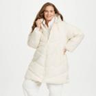 Women's Plus Size Mid Length Matte Puffer Jacket - A New Day Cream