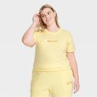 Women's Polaroid Plus Size Short Sleeve Boxy Cropped Graphic T-shirt - Yellow