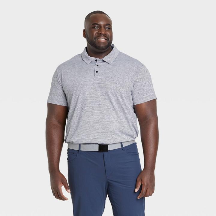 Men's Big & Tall Striped Polo Shirt - All In Motion Black