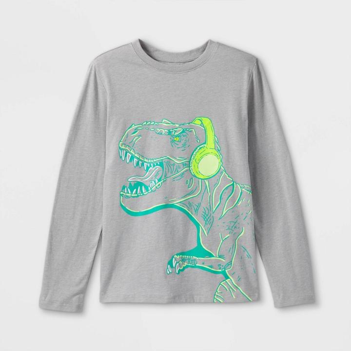 Boys' 't-rex In Headphones' Graphic Long Sleeve T-shirt - Cat & Jack