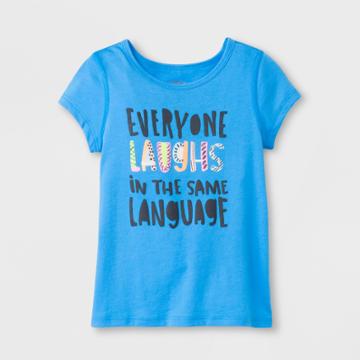 Toddler Girls' Adaptive Short Sleeve Everyone Laughs Graphic T-shirt - Cat & Jack Blue