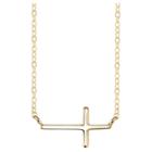 Distributed By Target Women's Sterling Silver Sideways Cross Station Necklace - Gold