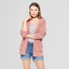 Women's Long Sleeve Cardigan Open Layering - Universal Thread Rose (pink)