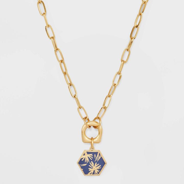 Paperclip Chain Charm Pendant Necklace - Universal Thread Blue