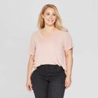 Women's Plus Size Relaxed Fit Short Sleeve Scoop Neck T-shirt - Ava & Viv Pink