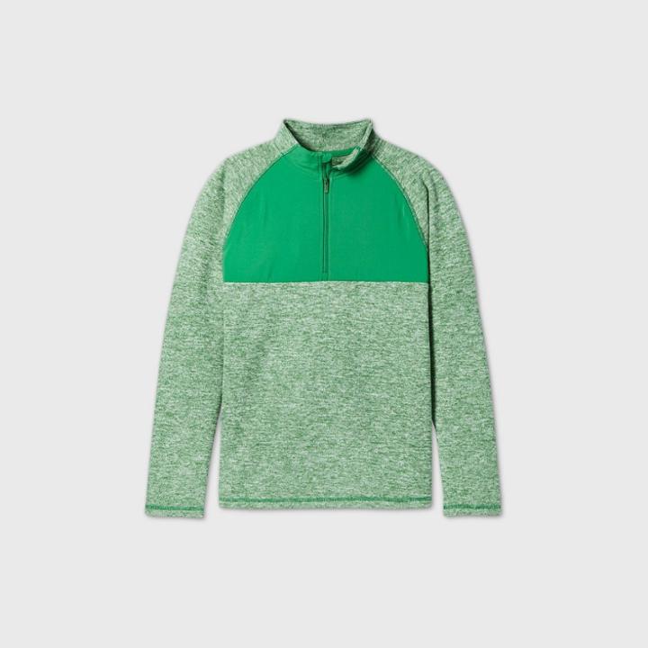 Boys' Fleece 1/4 Zip Pullover Sweatshirt - All In Motion Green