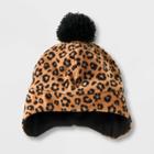 Girls' Leopard Print Fleece Hat - Cat & Jack Brown