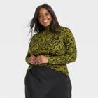 Women's Plus Size Long Sleeve Turtleneck T-shirt - Ava & Viv Green