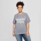 Women's Plus Size Short Sleeve Desert Vibes Splatter Print French Terry Sweatshirt - Grayson Threads (juniors') Blue
