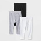 Baby Girls' 3pk Leggings - Cat & Jack Black/gray/white Newborn, Girl's