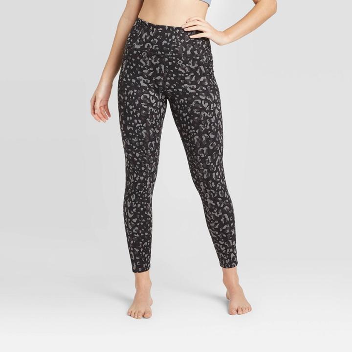 Women's High-waisted 7/8 Printed Leggings - Joylab Black Leopard