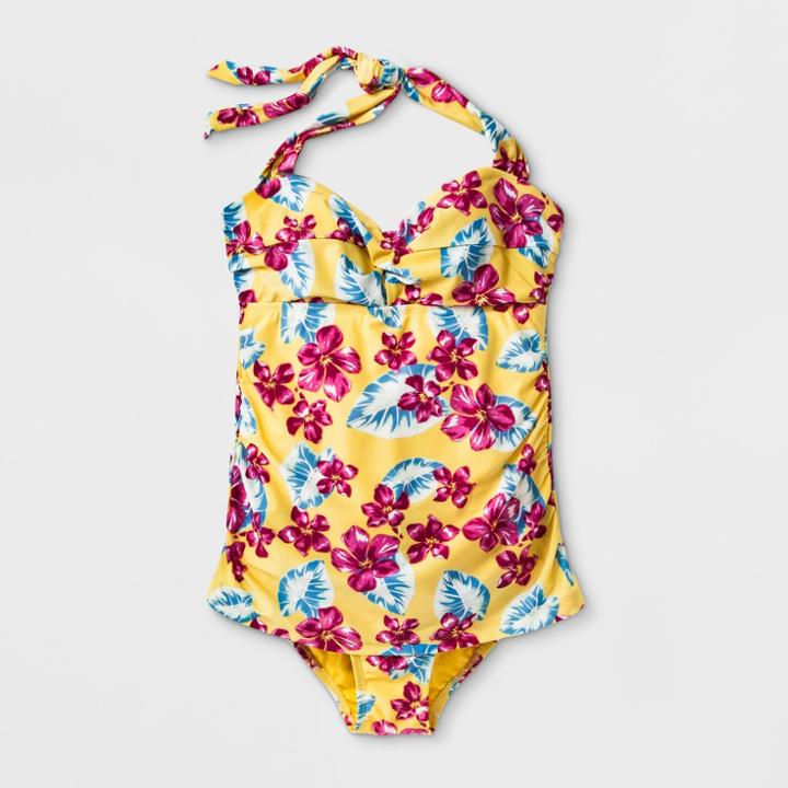 Women's Plus Size Floral One Piece Swimsuit - Genuine Kids From Oshkosh Yellow