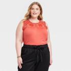 Women's Plus Size Embroidered Tank Top - Knox Rose Coral