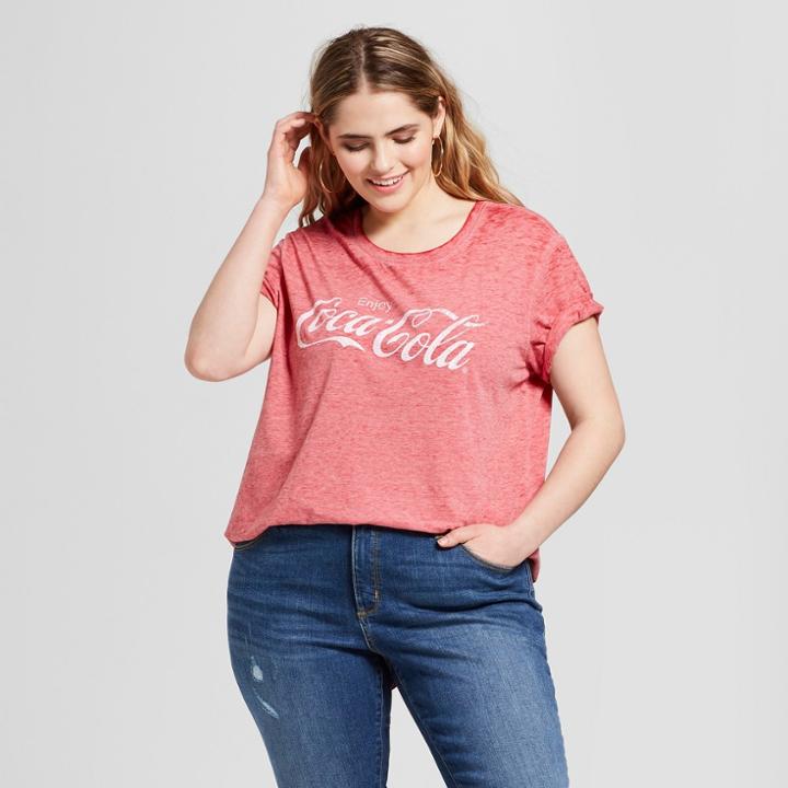 Women's Coca-cola Plus Size Short Sleeve Graphic T-shirt (juniors') Red