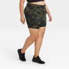 Women's Plus Size Sculpted Linear Camo Print High-waisted Bike Shorts 9 - All In Motion Olive Green