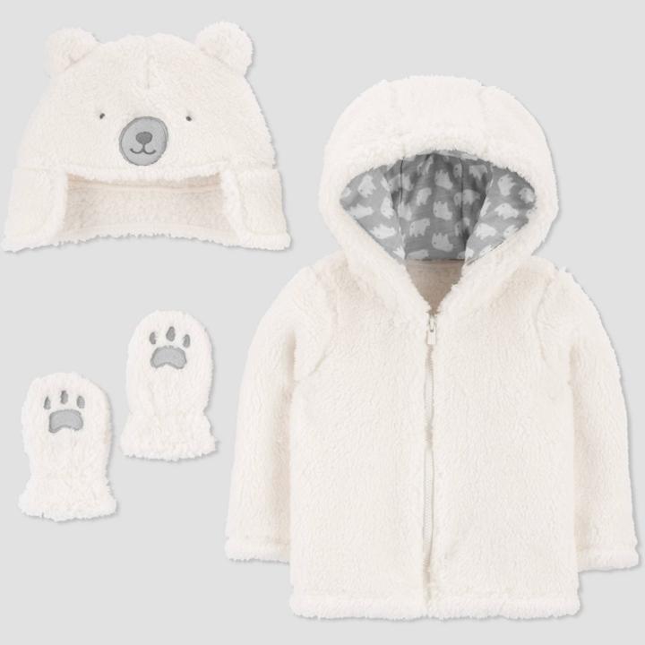Baby Deer 3pc Faux Fur Jacket - Just One You Made By Carter's Cream