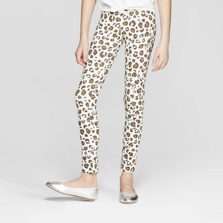 Girls' Animal Print Leggings - Cat & Jack Almond Cream