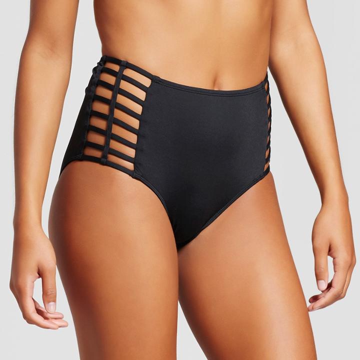 Mossimo Women's Strappy High Waist Bikini Bottom - Black -