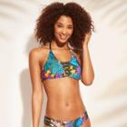 Women's Strappy Halter Bikini Top - Shade & Shore Green Tropical