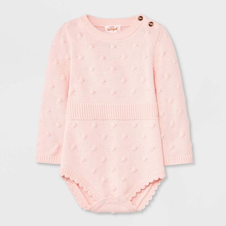Baby Girls' Blush Bobble Sweater Romper - Cat & Jack Light Pink Newborn
