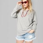 Women's Plus Size Bungee Drawstring Oversized Hoodie - Wild Fable Heather Gray