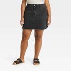 Women's Plus Size High-rise Denim Mini Skirt - Universal Thread Black